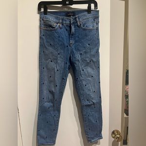 J. Crew 27p Embroidered Polk Dot Skinny Jean